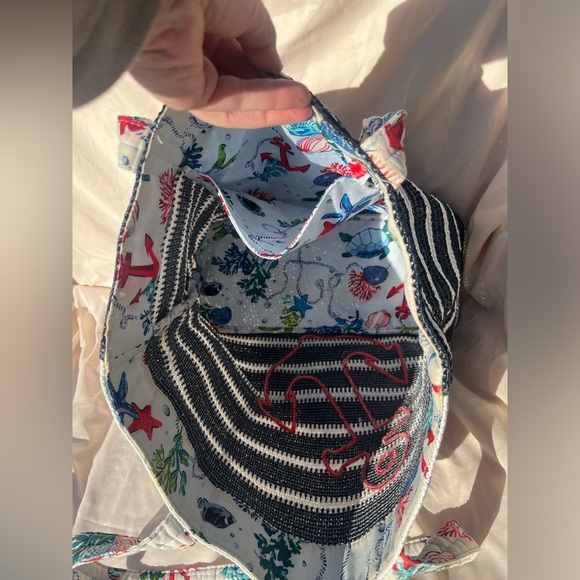 #44 VERA BRADLEY bundle Anchors Aweigh Straw Beach Tote Bag & wallet - Picture 5 of 15